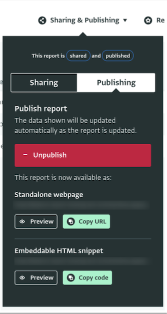 Options for publishing a Report
