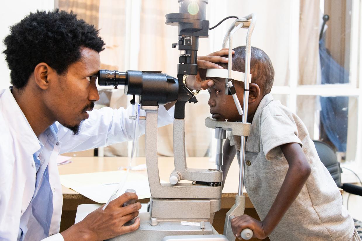 Abel Batira is 10 years old. He lives with his seven older siblings and parents in southern Ethiopia. Abel was diagnosed with vision loss due to Vitamin A deficiency and malnutrition. Copyright: Genaye Eshetu, Light for the World