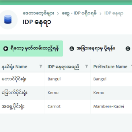 Screenshot of data entry in Burmese