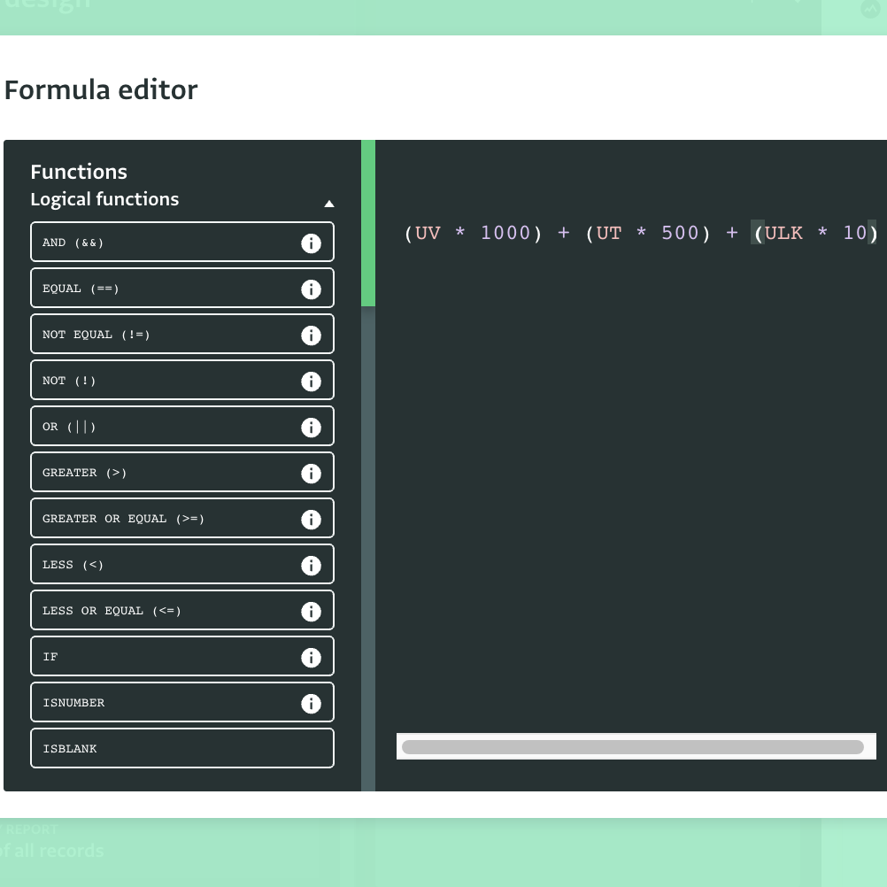 Screenshot of formula editor