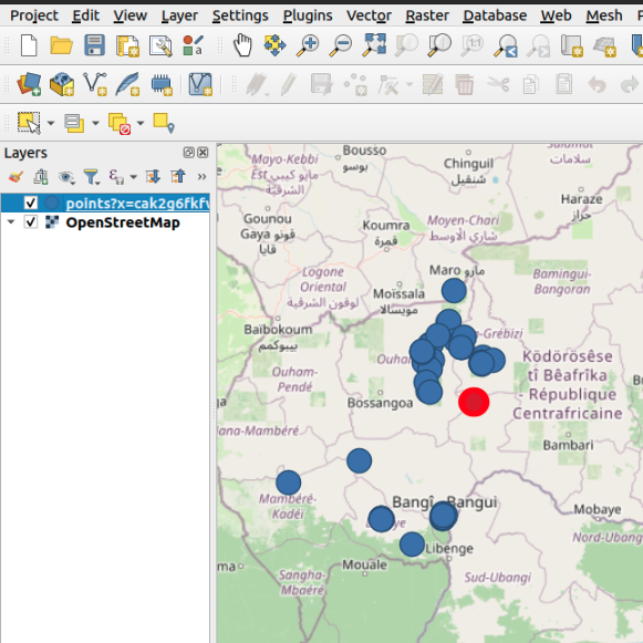 Screenshot of a QGIS dashboard