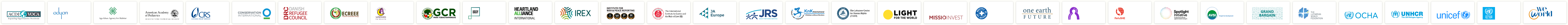 Customer logos of ACDI/VOCA, Adyan Foundation, Aga Khan Agency for Habitat, American Academy of Pediatrics (AAP), Catholic Relief Services, ...