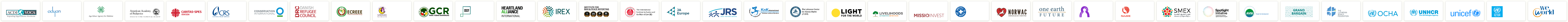 Customer logos of ACDI/VOCA, Adyan Foundation, Aga Khan Agency for Habitat, American Academy of Pediatrics (AAP), Caritas Spes Odessa, ...