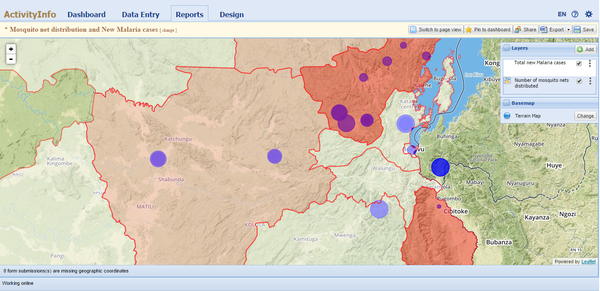 ActivityInfo map of bednet distributions