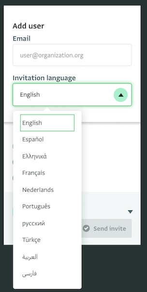 Select the invitation language