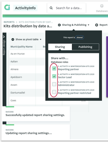 Sharing a Report with other users