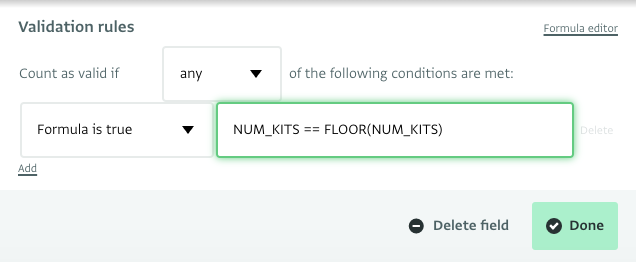 Validation rule for preventing decimal values