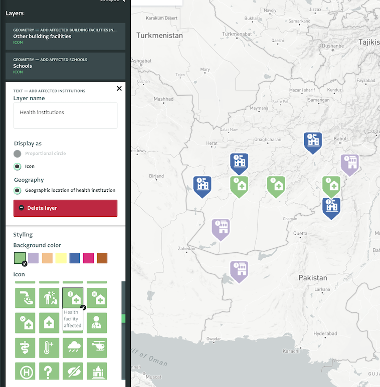 Map design for emergency response activities