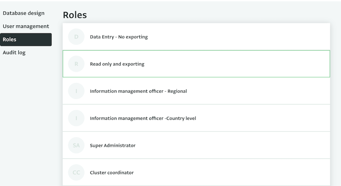 User roles