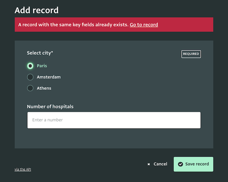 Avoiding duplicate records with keys