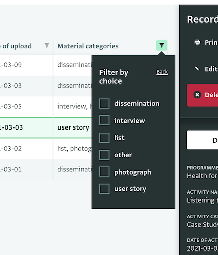 Examples of filtering