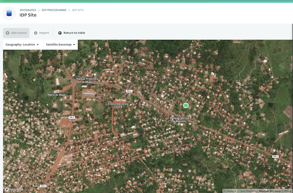 Satellite basemap for the IDP sites form