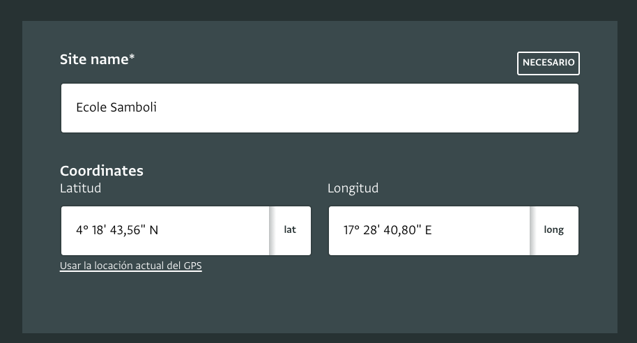 Entrada de datos: sitios de desplazados internos