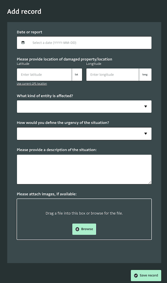 Adding records to the survey