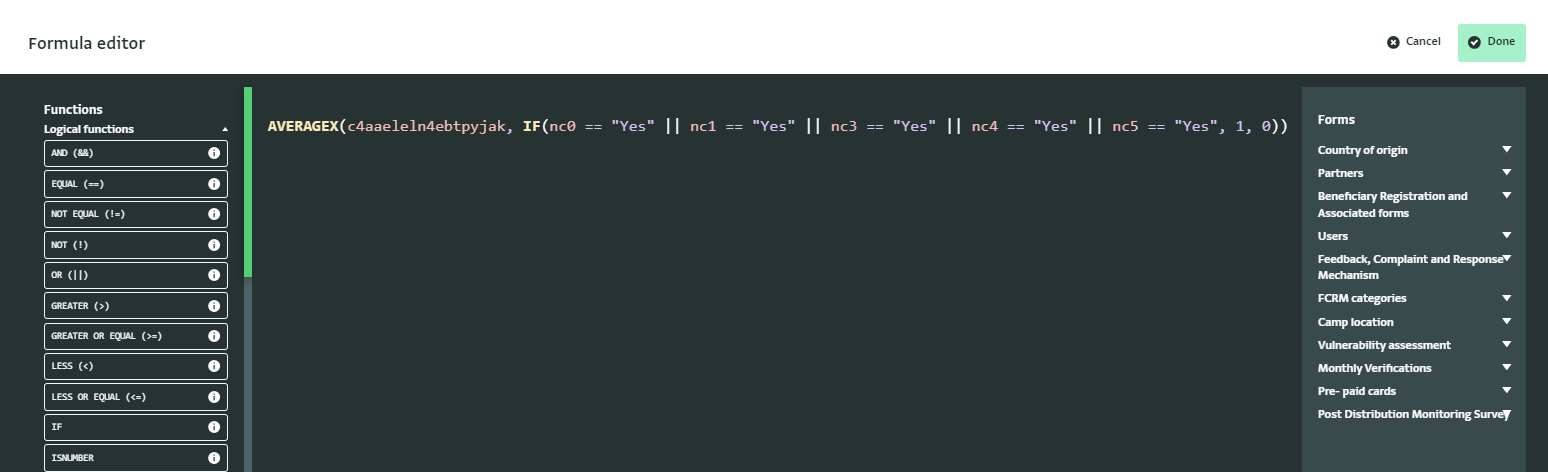 Creating a Calculated Measure in the formula editor