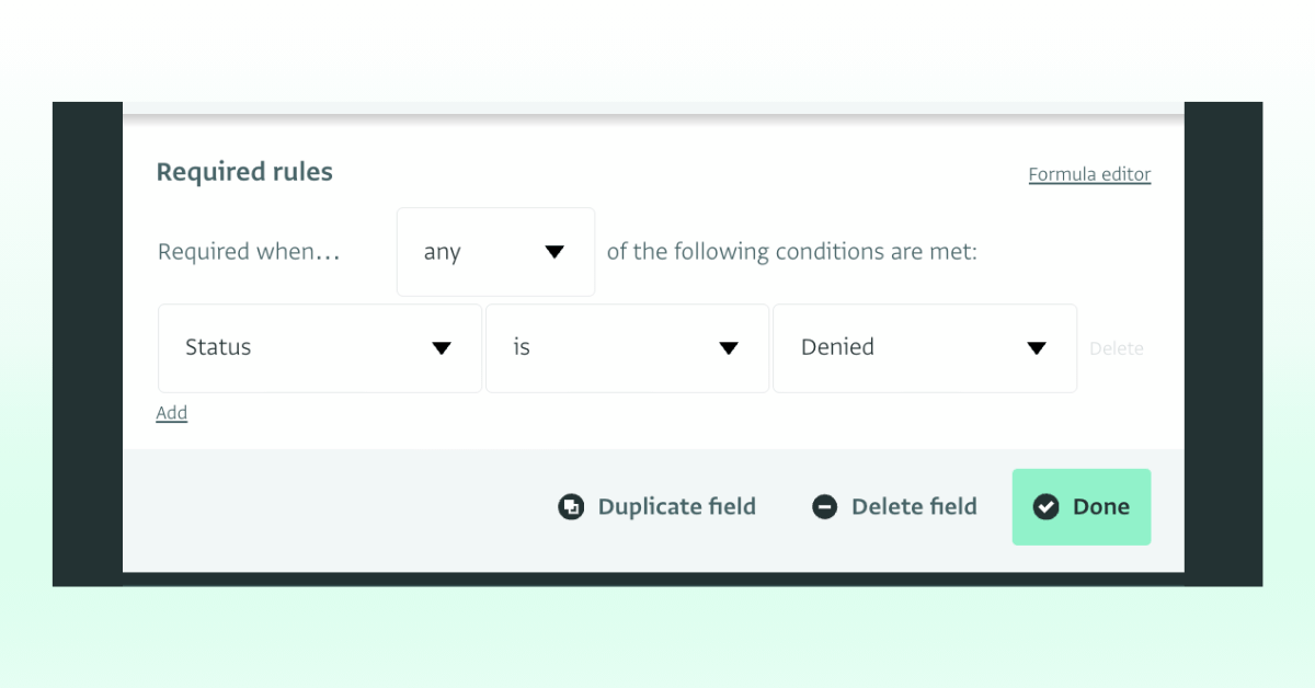Setting rules that make a field required