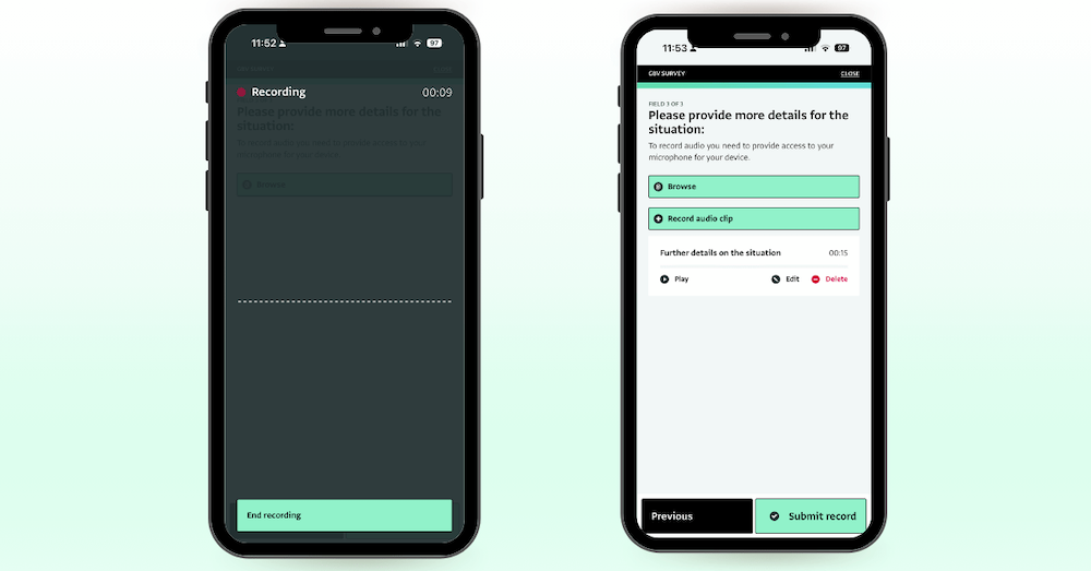 Recording audio on a mobile device