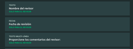 Campos de revisor en el diseño del formulario