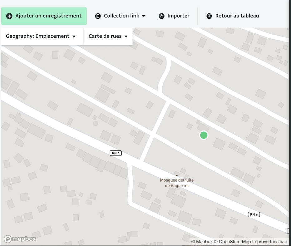 Carte de rues pour le formulaire des sites IDP