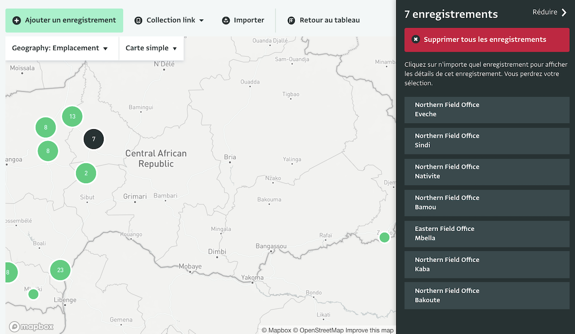 Détails d'un site IDP dans la vue de carte