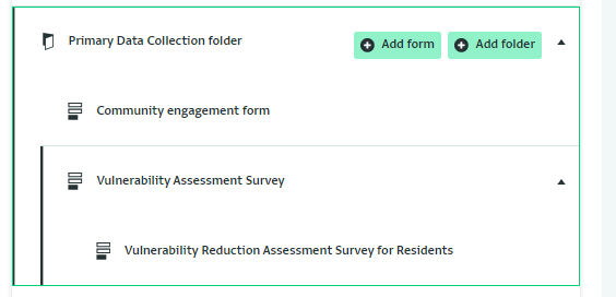 Primary data collection folder and contents