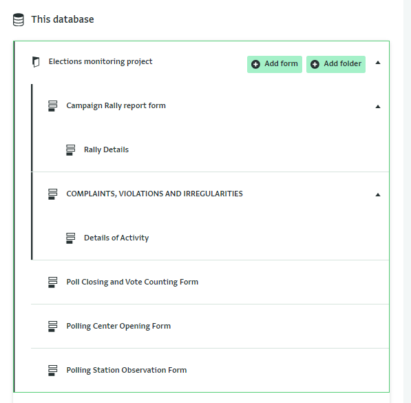 Electoral Support Project form structure