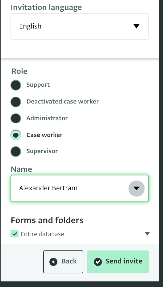 Select a supervisor for the case worker