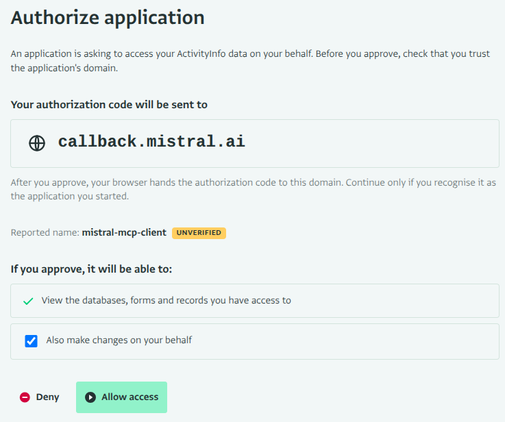 Authorize Mistral