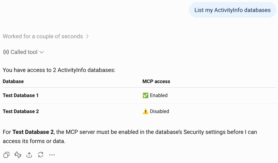 List my ActivityInfo databases