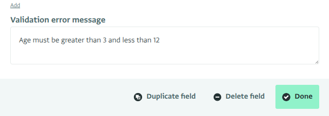 Mensaje de error de validación