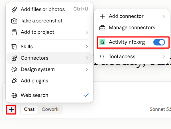 ActivityInfo.org connector switched on