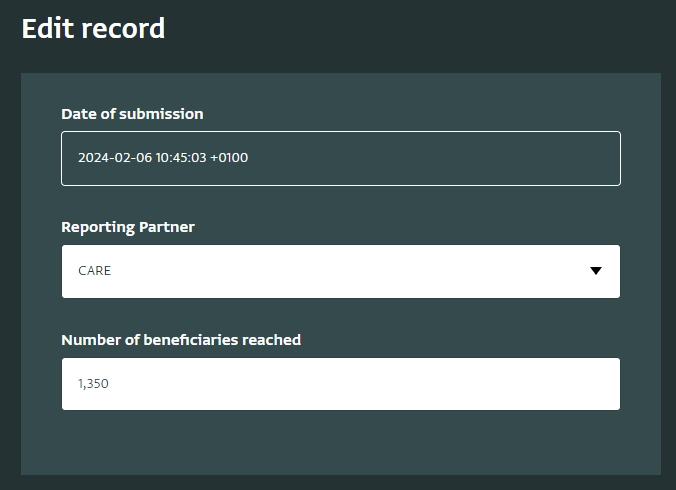 Read-only Field (Date of submission) as seen by users in the Data Entry Form