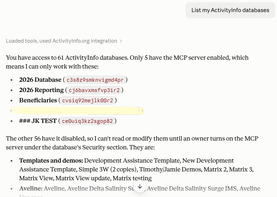 List of ActivityInfo databases