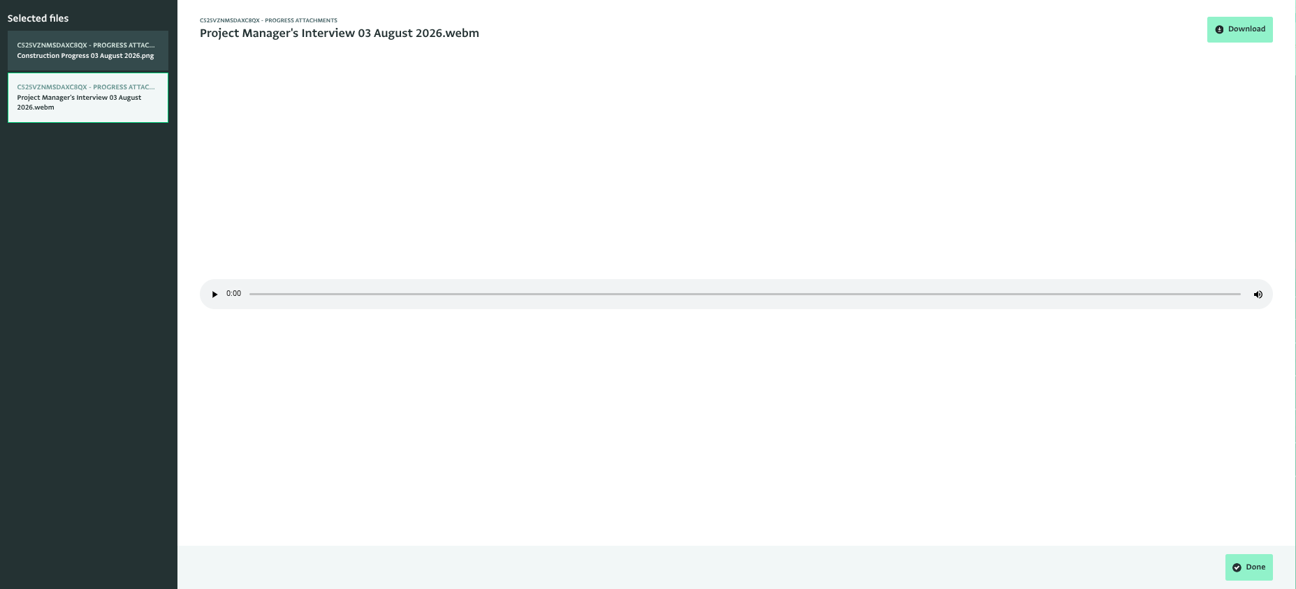 Attachment audio playback