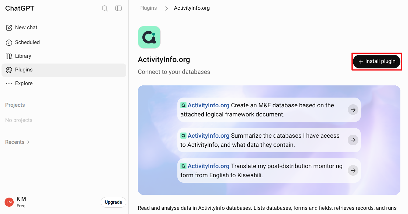 Install plugin