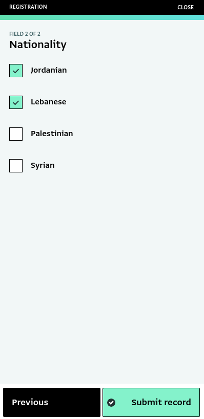 Mobile interface checkbox format
