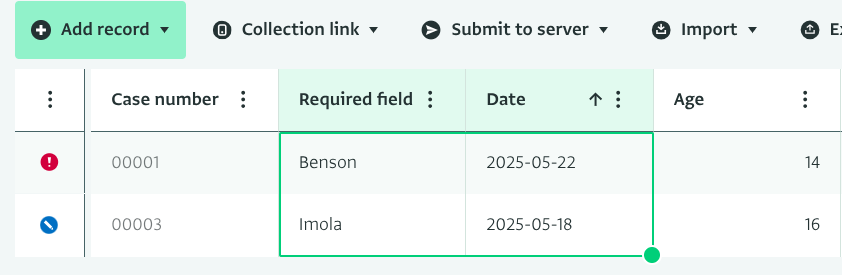One region selected