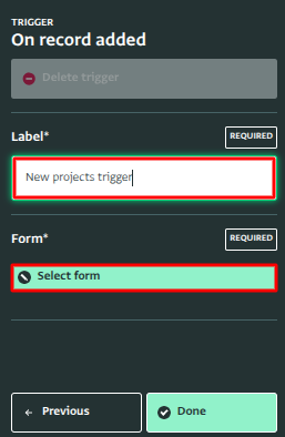 Label the trigger