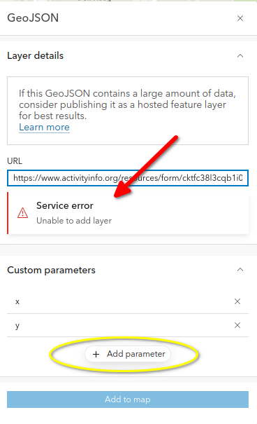 Screenshot of the GeoJSON layer properties