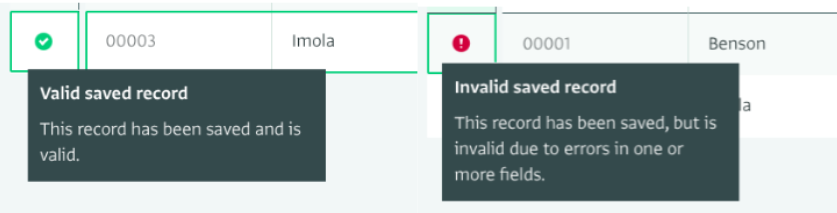 Differentiating valid saved Records from Invalid saved Records