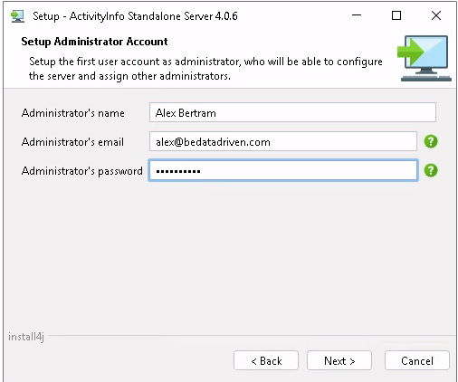 Setup Administrator account