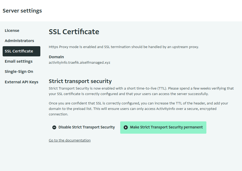 Screenshot of SSL Certificate section