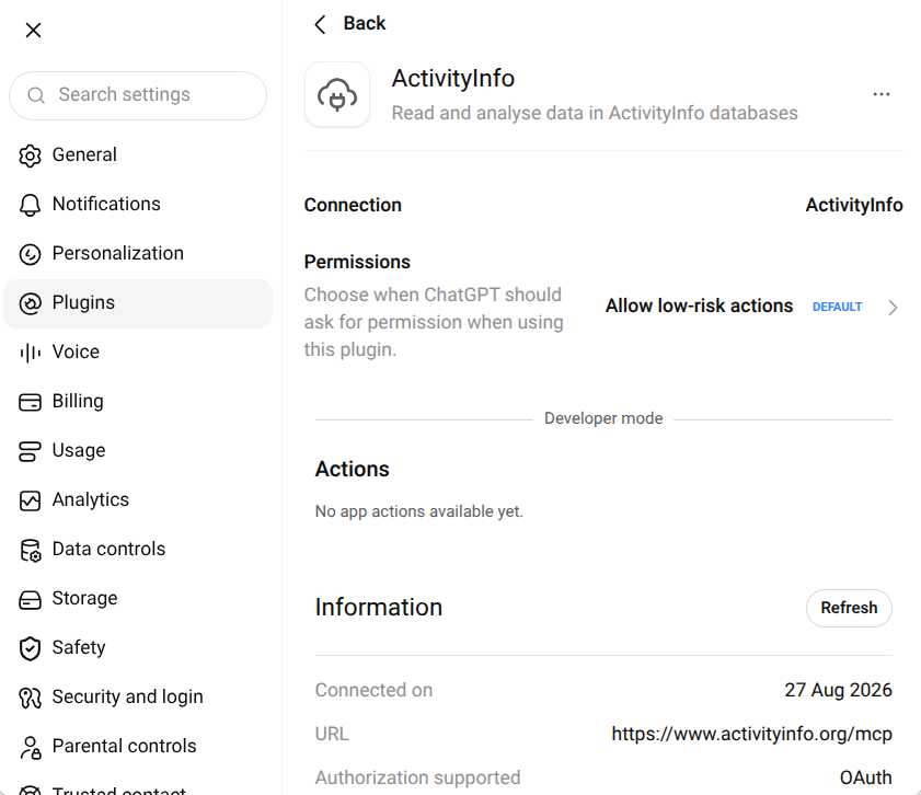 ActivityInfo plugin