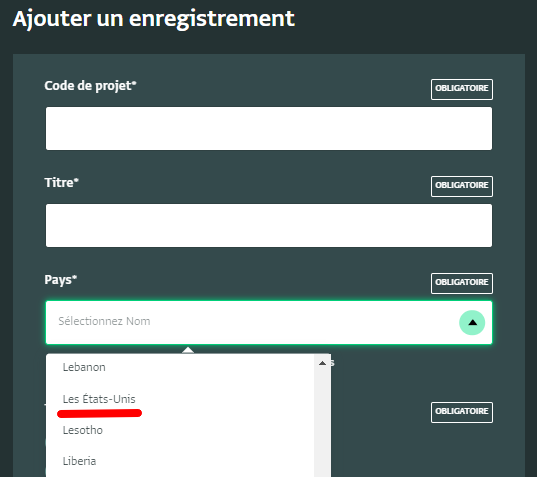 A user with different system language (French) and original language (English) sees the value in the corresponding Translation field