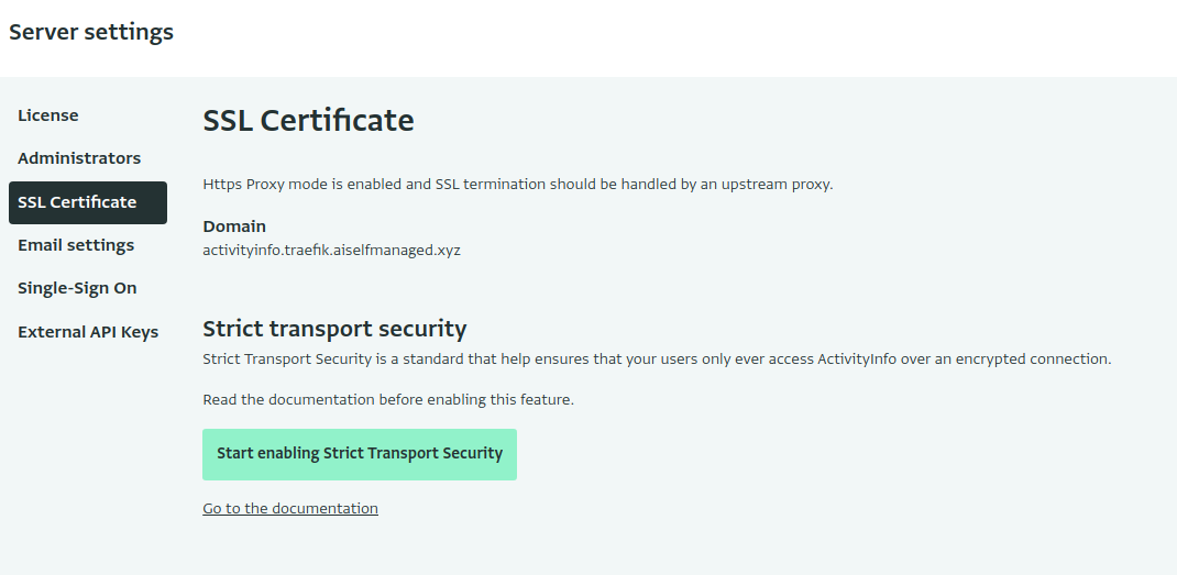 Screenshot of SSL Certificate section