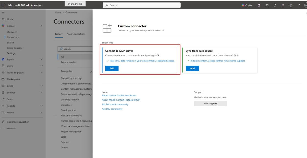 Screenshot of custom connector