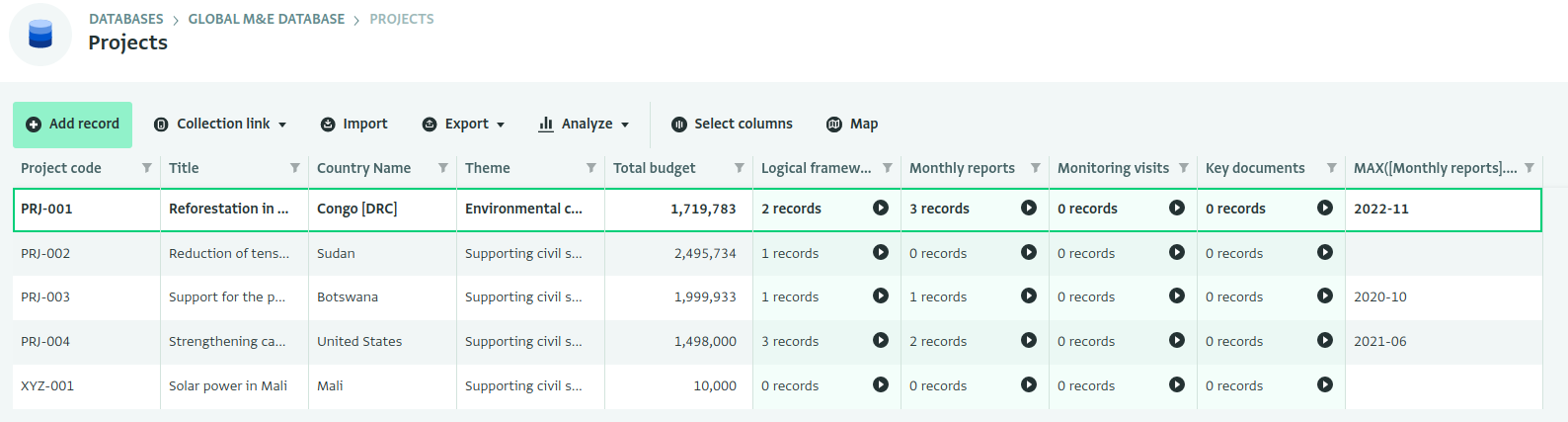 Screenshot of resulting table